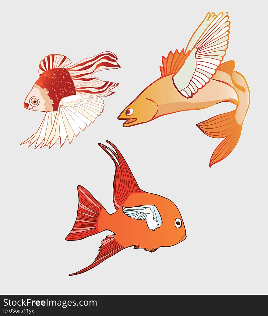 Fantastic Flying Fish. Vector illustration
