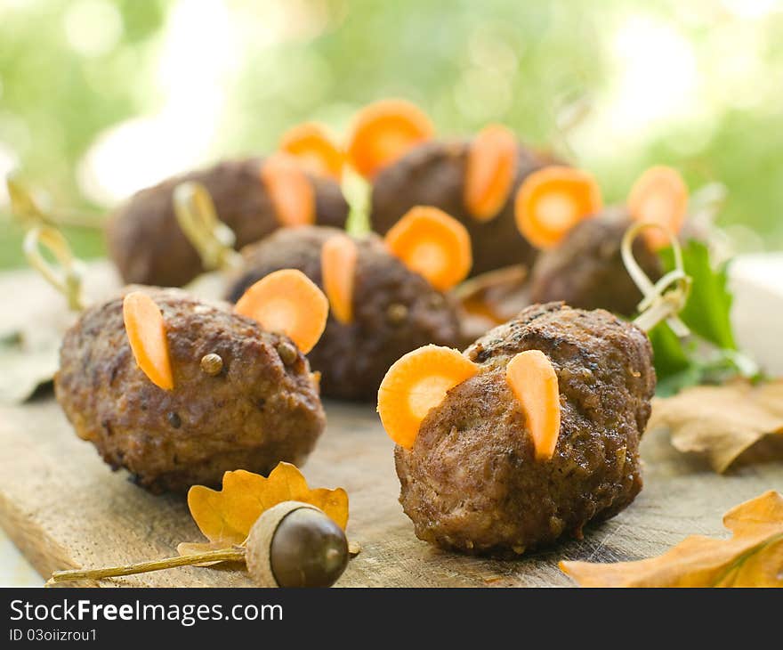 Minced meat mouse for kids party. Selective focus. Minced meat mouse for kids party. Selective focus