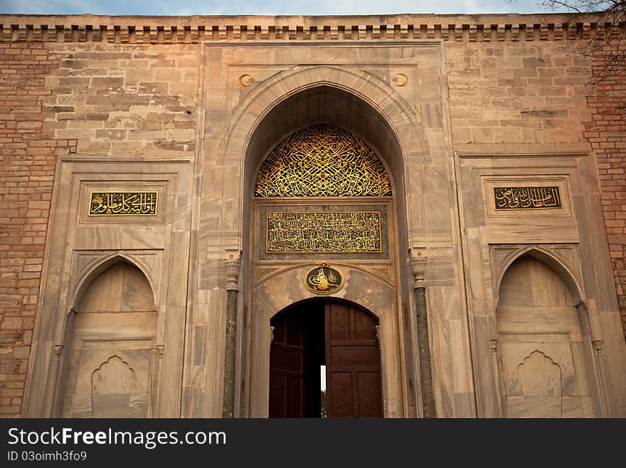 Mosque door entrance in the istanbul turkey