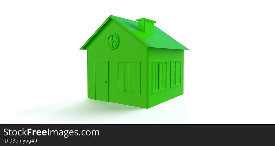 Green ecological house in white background. Green ecological house in white background