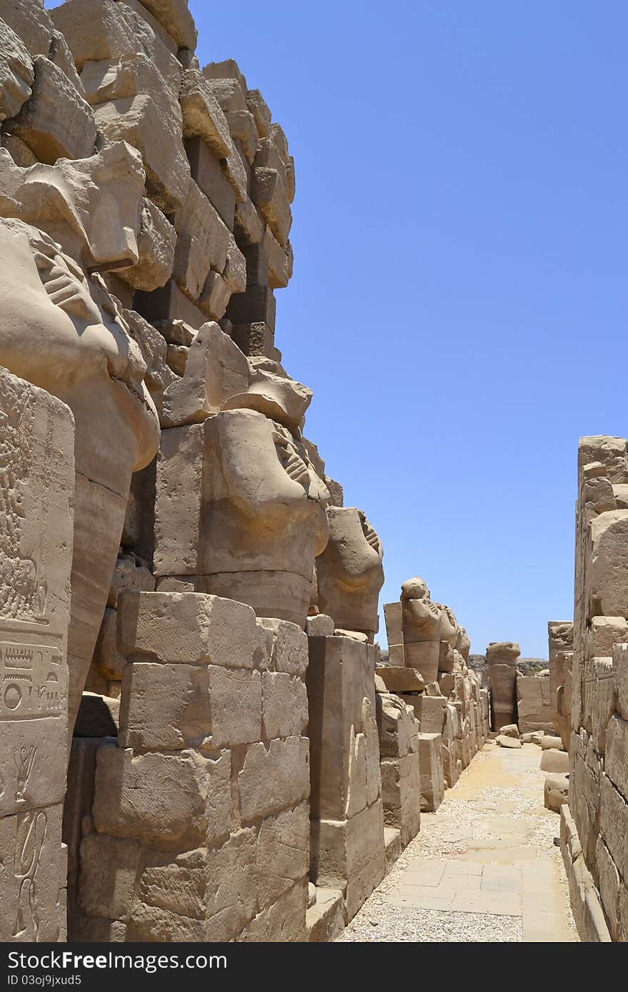 Corridor of statues at Karnak temple