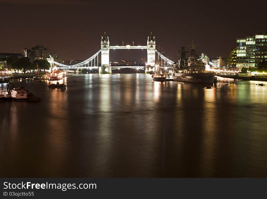 Tower Bridge and HMS Belfast ship