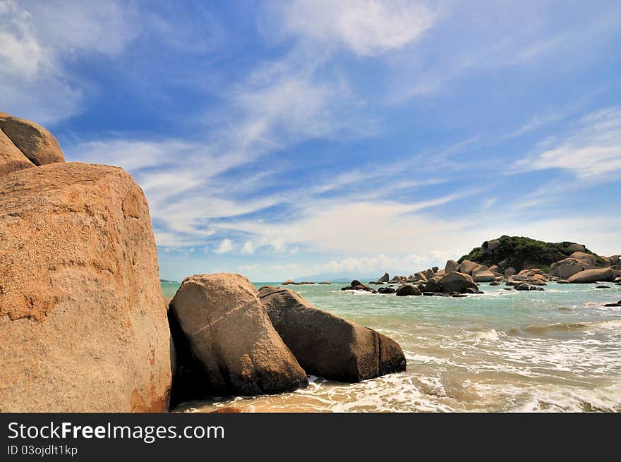 Rocky sea coast and sky