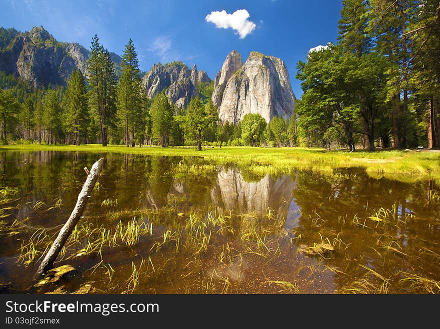 Reflection at the Yosemite valley. Reflection at the Yosemite valley.