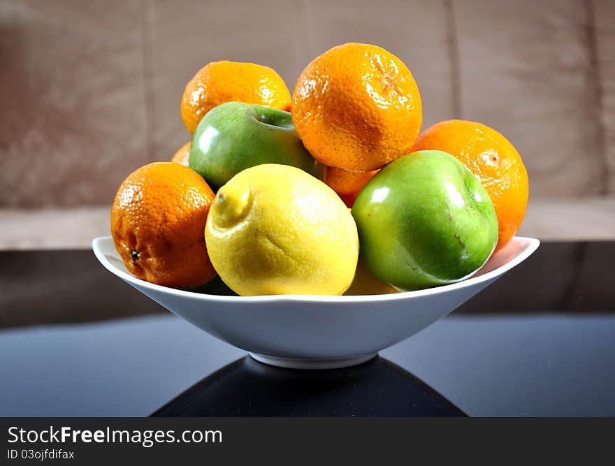 Fruits In A Ceramic Bowl