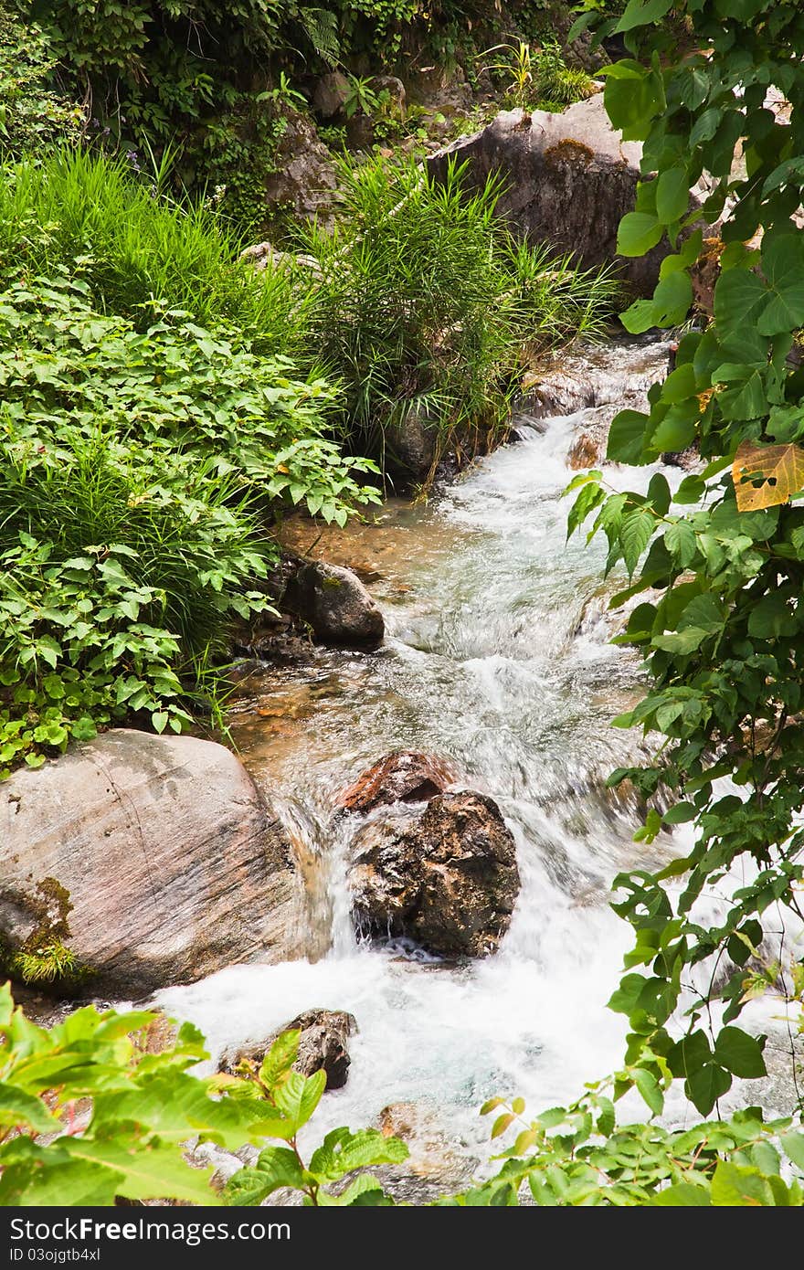 Water flow in the Tateyama mountains in Japan