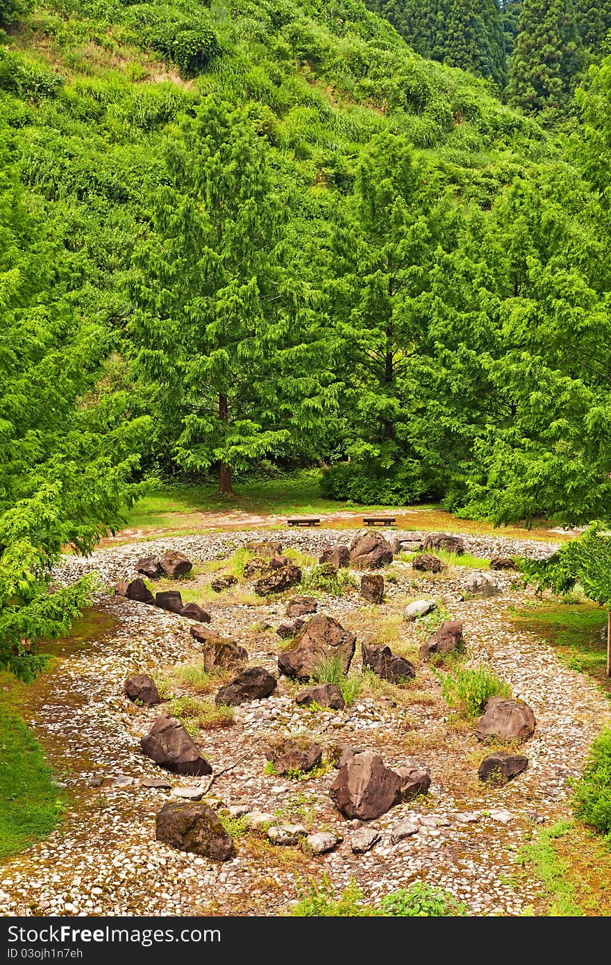 Garden of stones in Japan