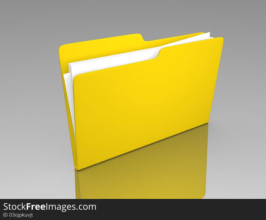 Folders with paper. Computer rendered image