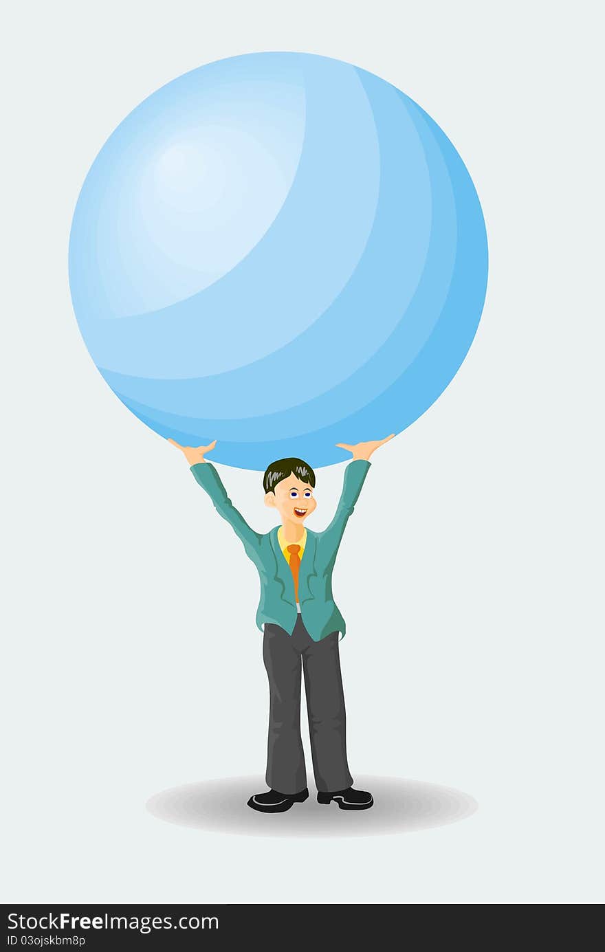 Image of success businessman holding the blue globe. Image of success businessman holding the blue globe.