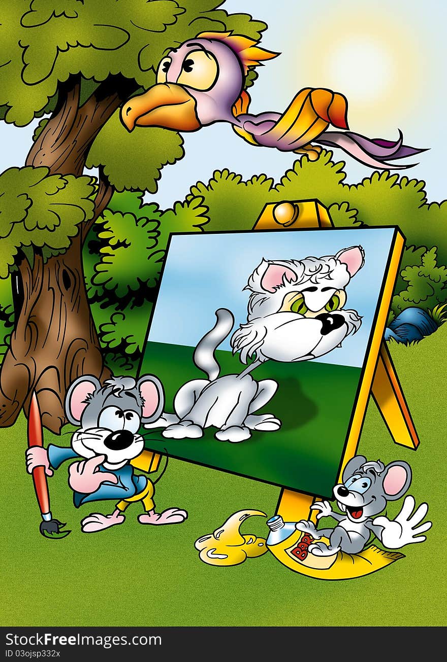 Mouse Painter - Cartoon Illustration, Bitmap