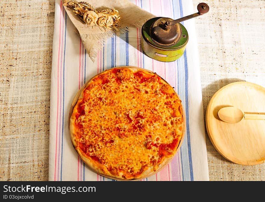 Italian pizza on table