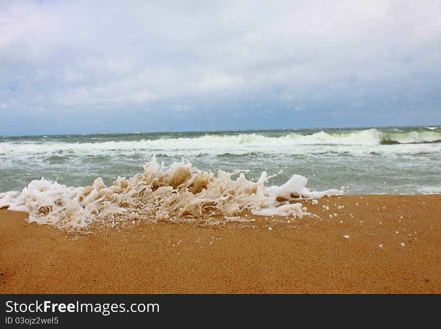 Beach on the Baltic Sea in bad weather conditions