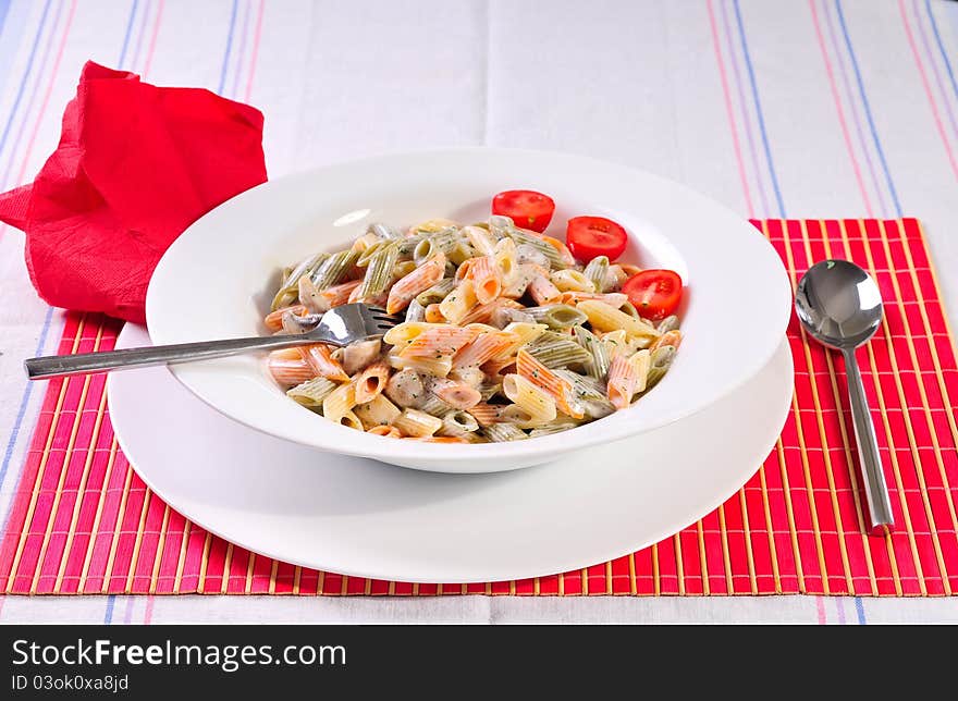 Italian spaghetti pasta on table