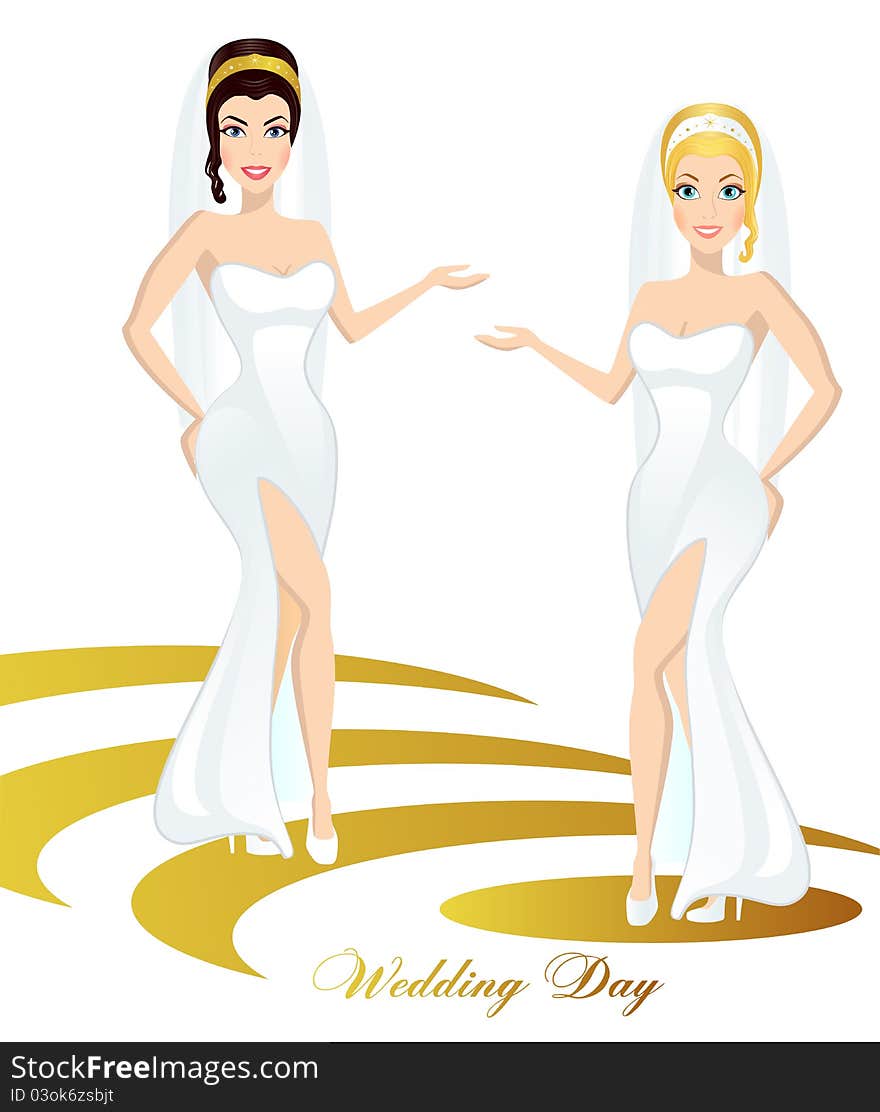 Charming brides on the white backround. Charming brides on the white backround