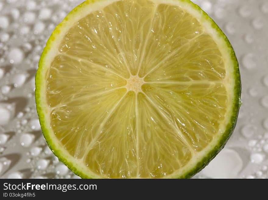 Lime with water drops