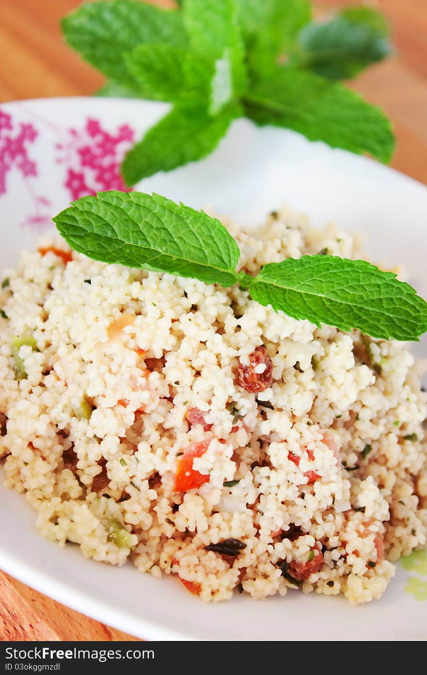 Delicious Tabbouleh with its mint leaf