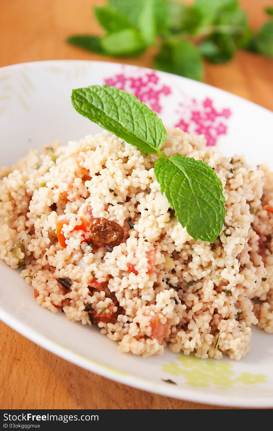 Delicious Tabbouleh with its mint leaf