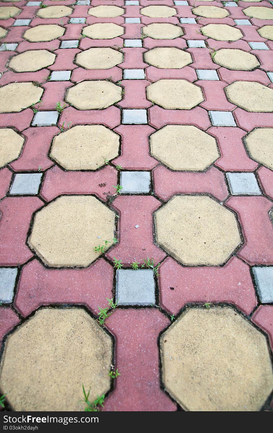 Pattern of concrete block walkway