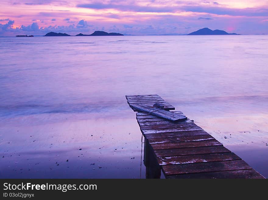 Sunset with a wooden pier