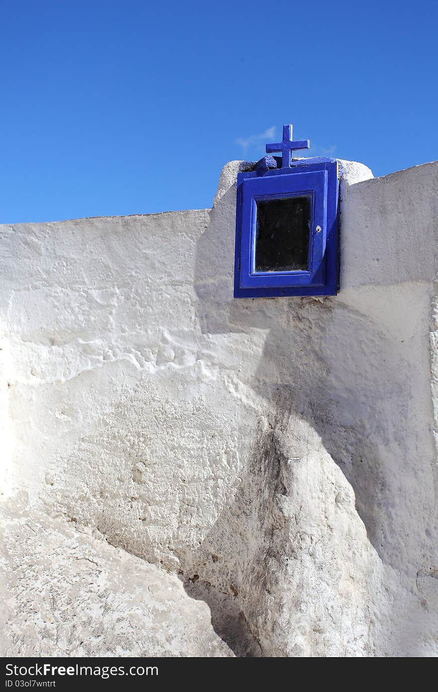 A blue mail box in Greece