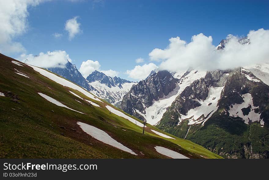 Image of Caucasus Mountains, summer. Image of Caucasus Mountains, summer