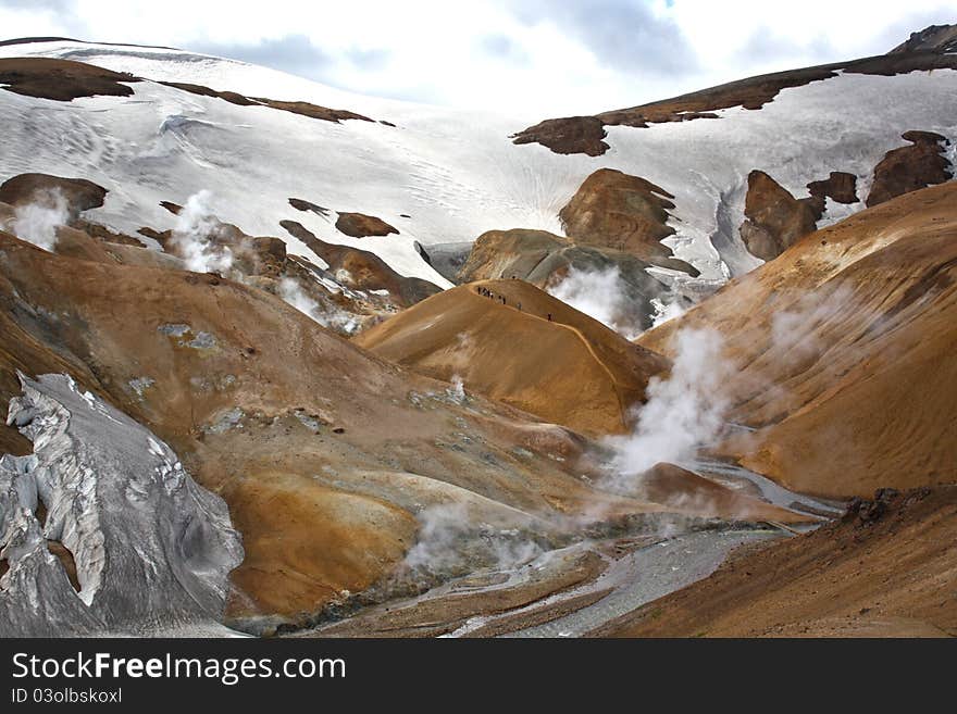 Geothermal landscape in Iceland.