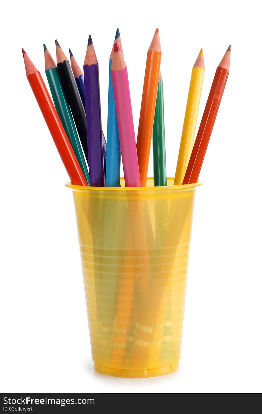 Color pencils in cup