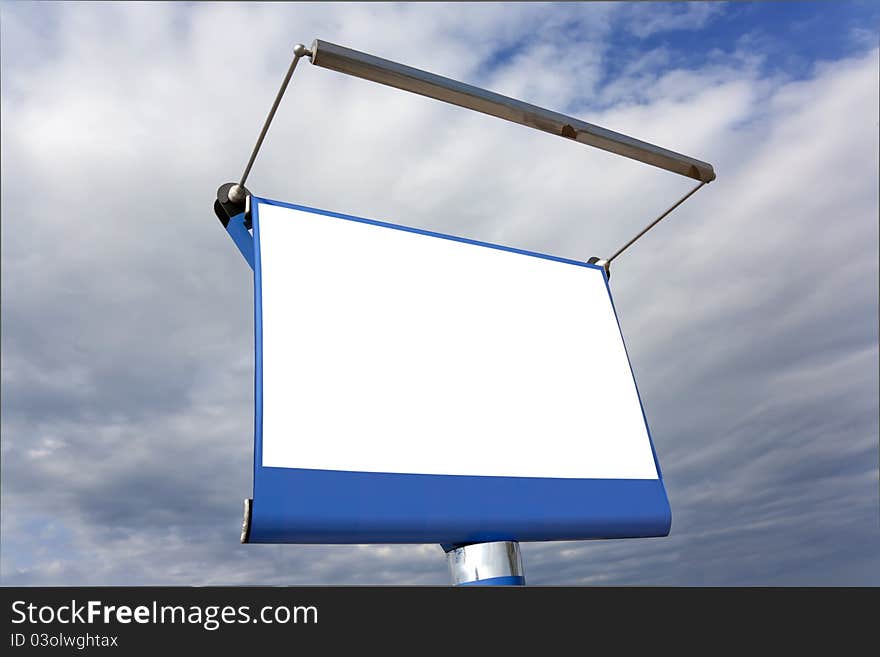 Blank panel on the highway against the sky