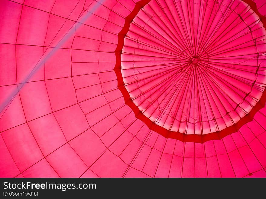 View up the inside of a hot air balloon