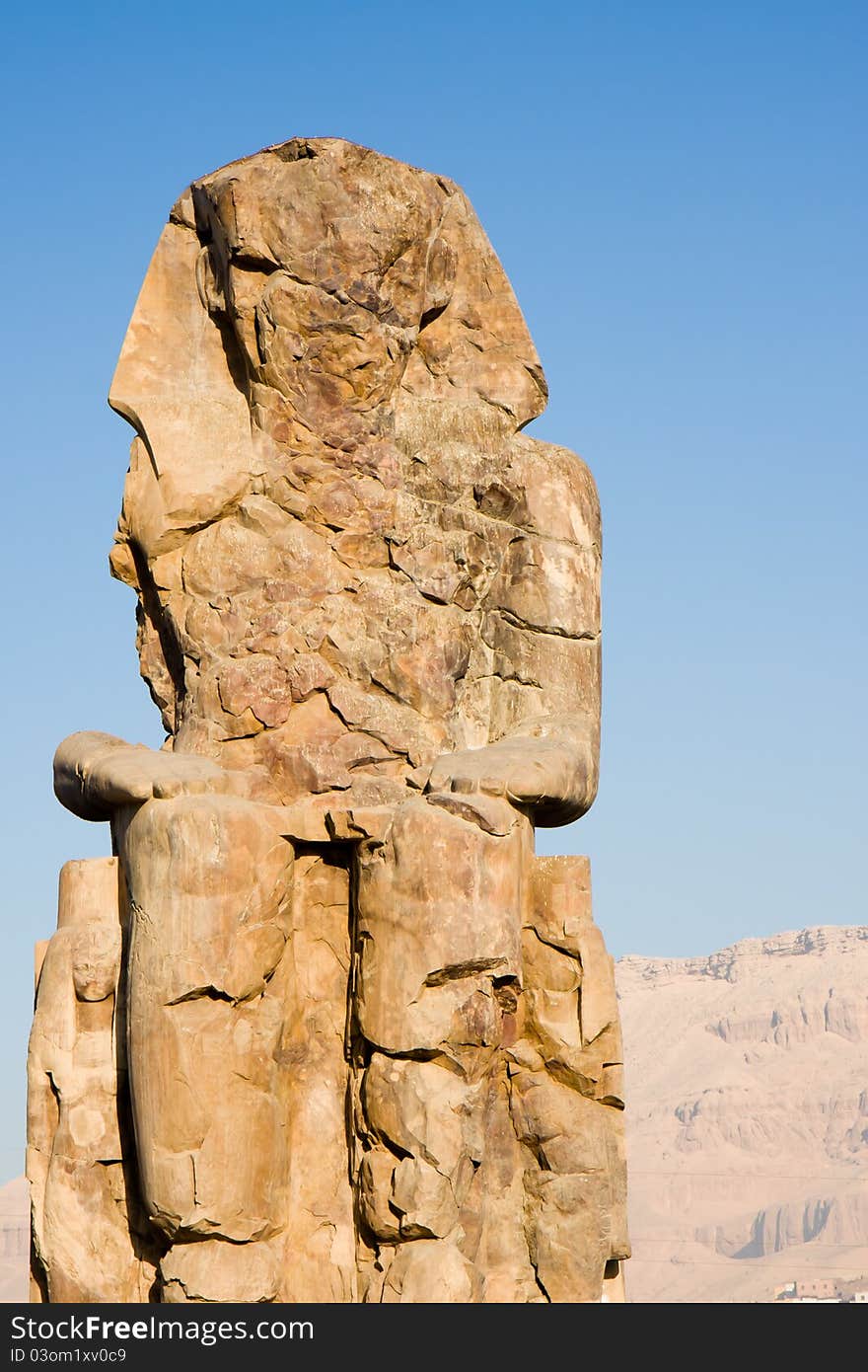 One of the two ruined statues of the Colossi of Memnon