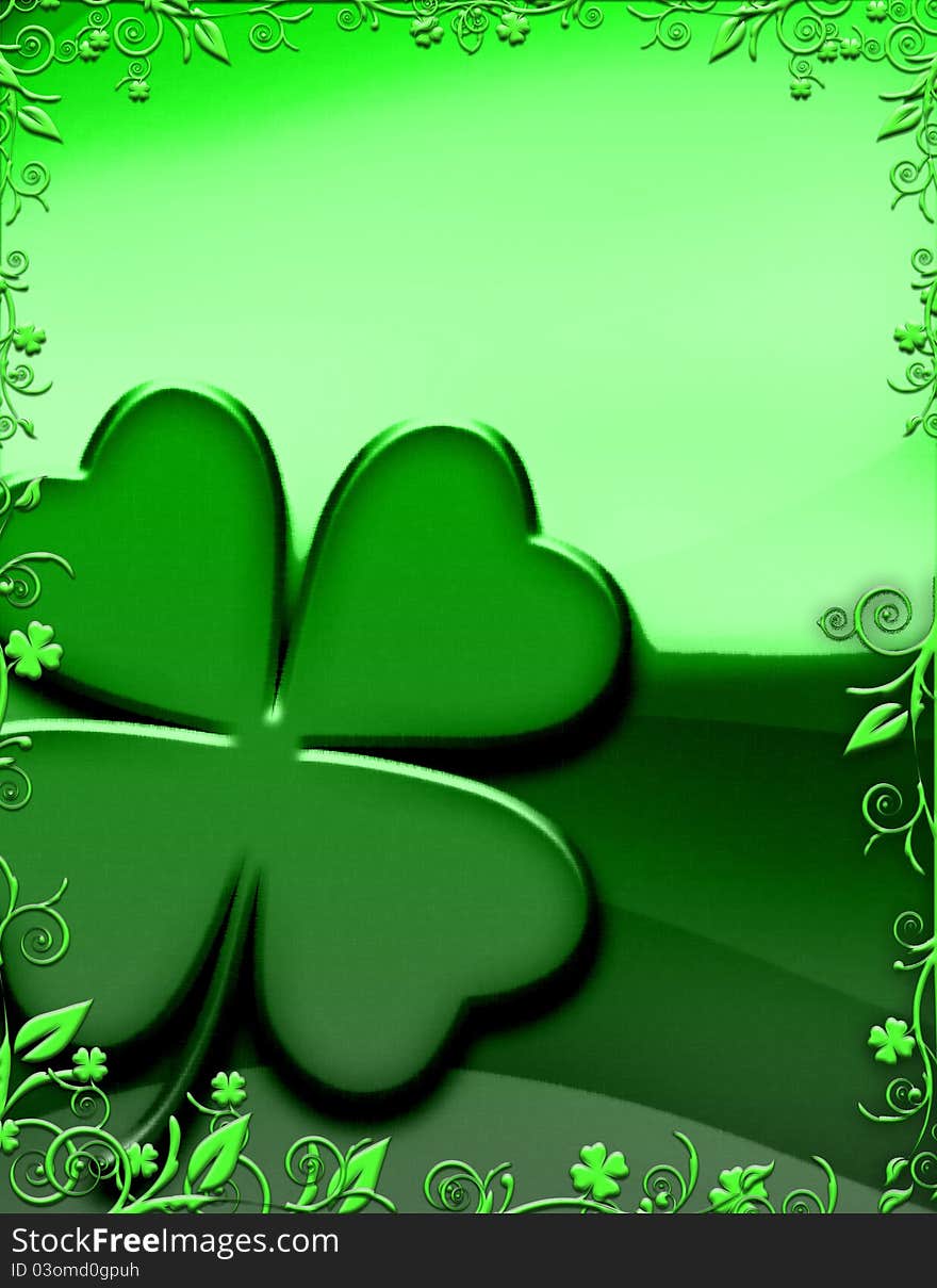 An image of a big four leafed clover with a filigree background. Great for St. Patrick's Day!. An image of a big four leafed clover with a filigree background. Great for St. Patrick's Day!