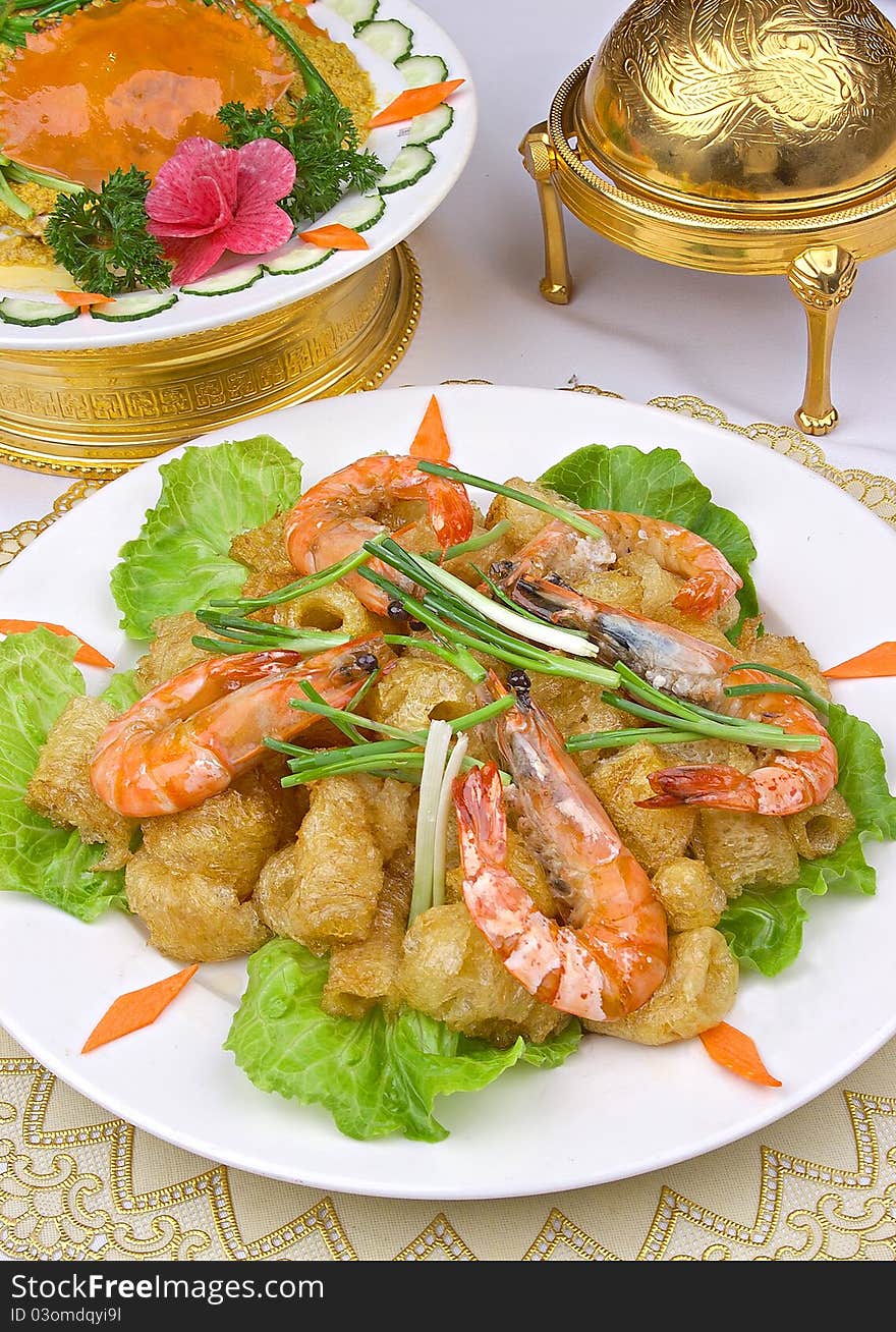 Fried Fish Maws With Prawns. Fried Fish Maws With Prawns