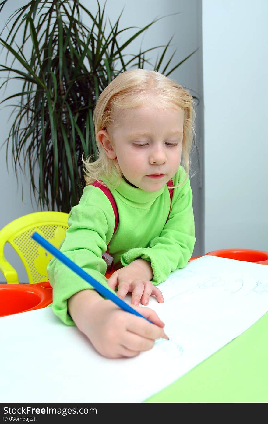 Little Child Writes Pencil