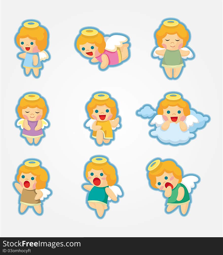 Cartoon Angel Icon Set