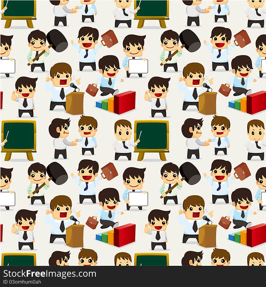 Seamless cartoon office worker pattern,,illustration