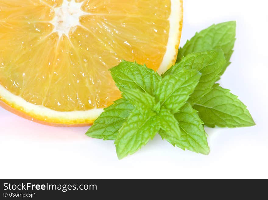 Juicy Orange with green Leaf. Juicy Orange with green Leaf