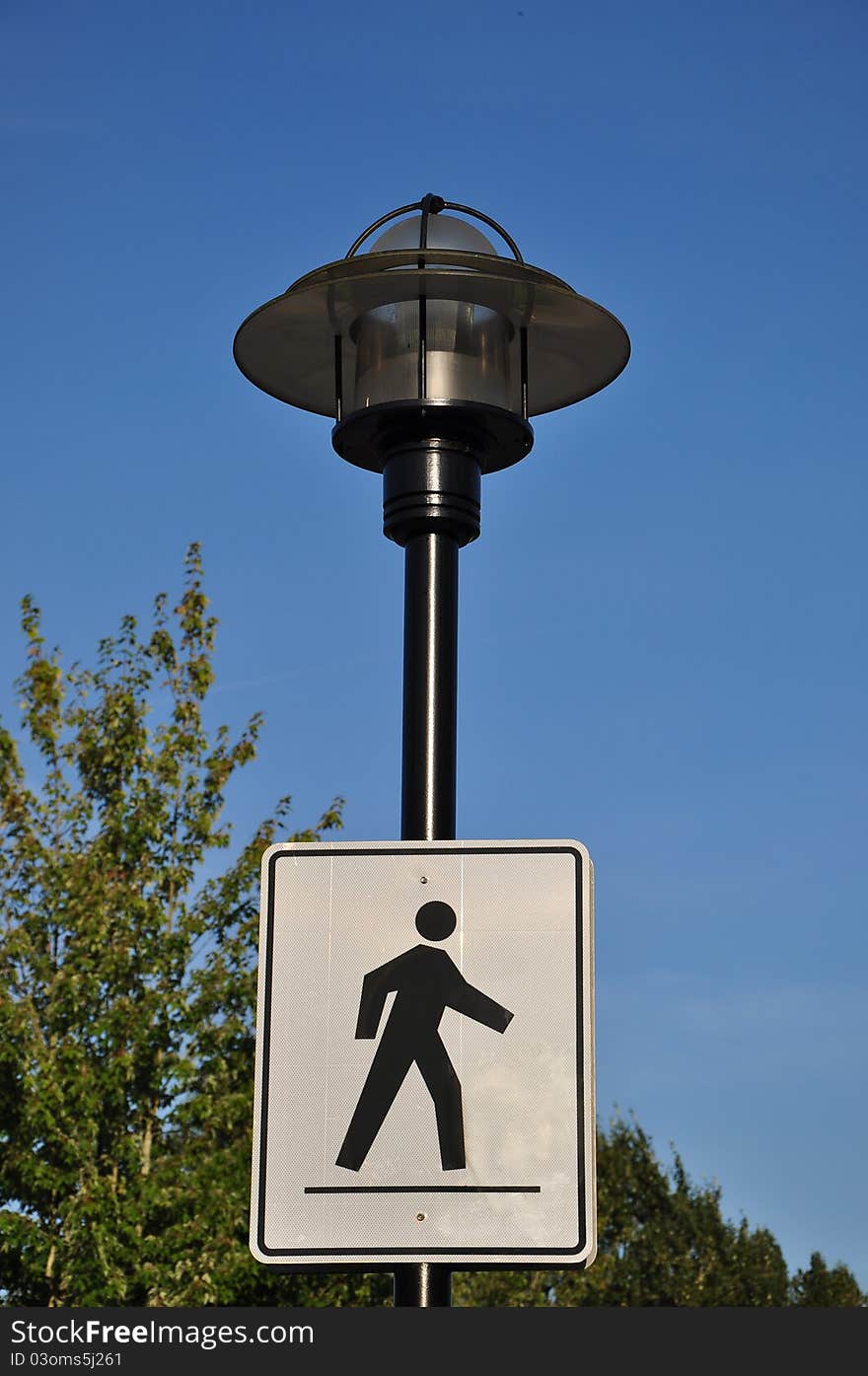 Pedestrian Sign and road lamp