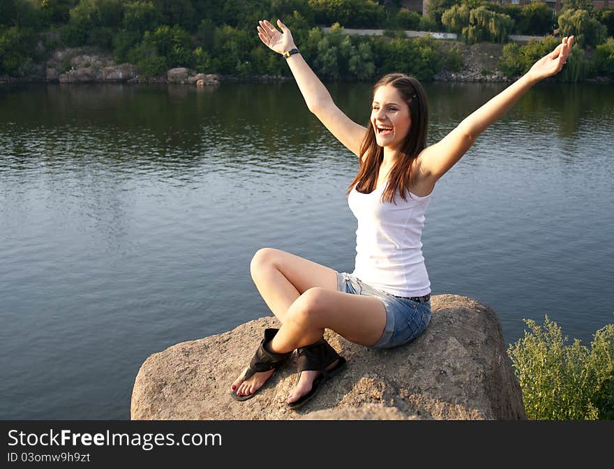 Young woman relaxing outdoors