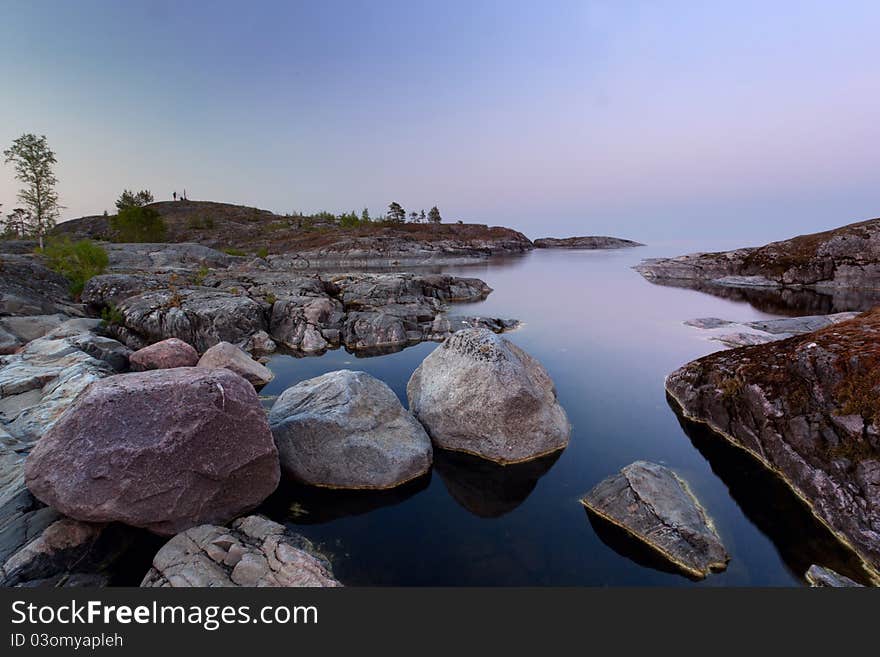 Evening in Ladoga lake