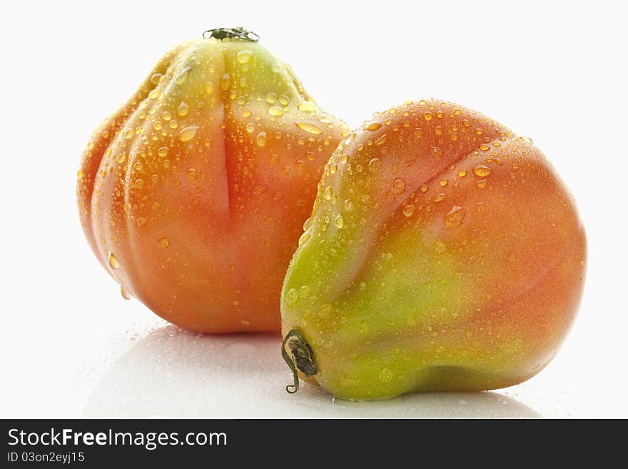 Tomatoes on a white background