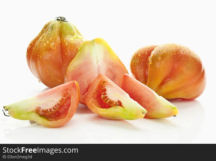 Tomatoes on a white background