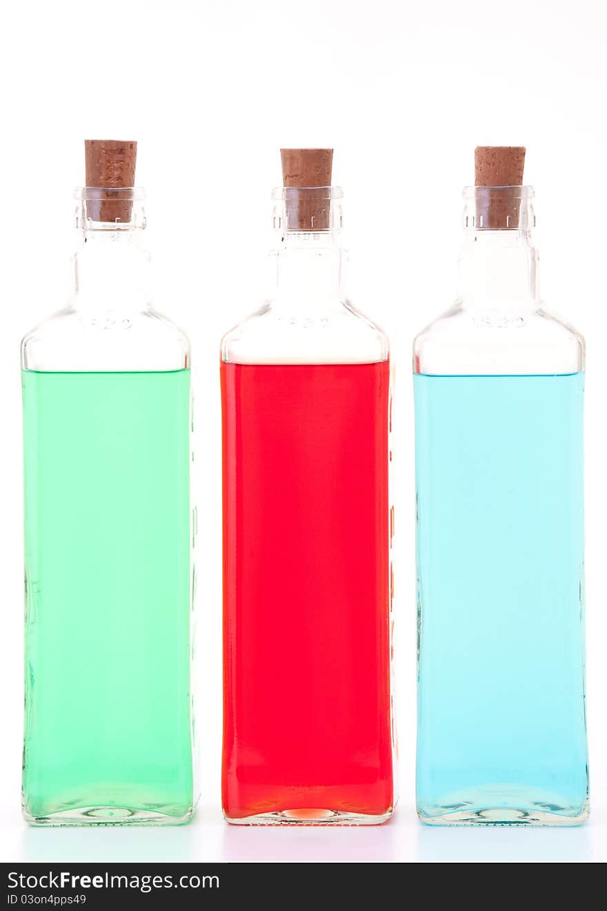 Three glass bottles