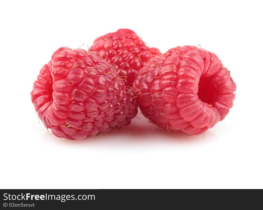 Image red raspberry on white background. Image red raspberry on white background