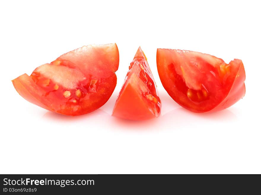 Red tomato vegetable on white background