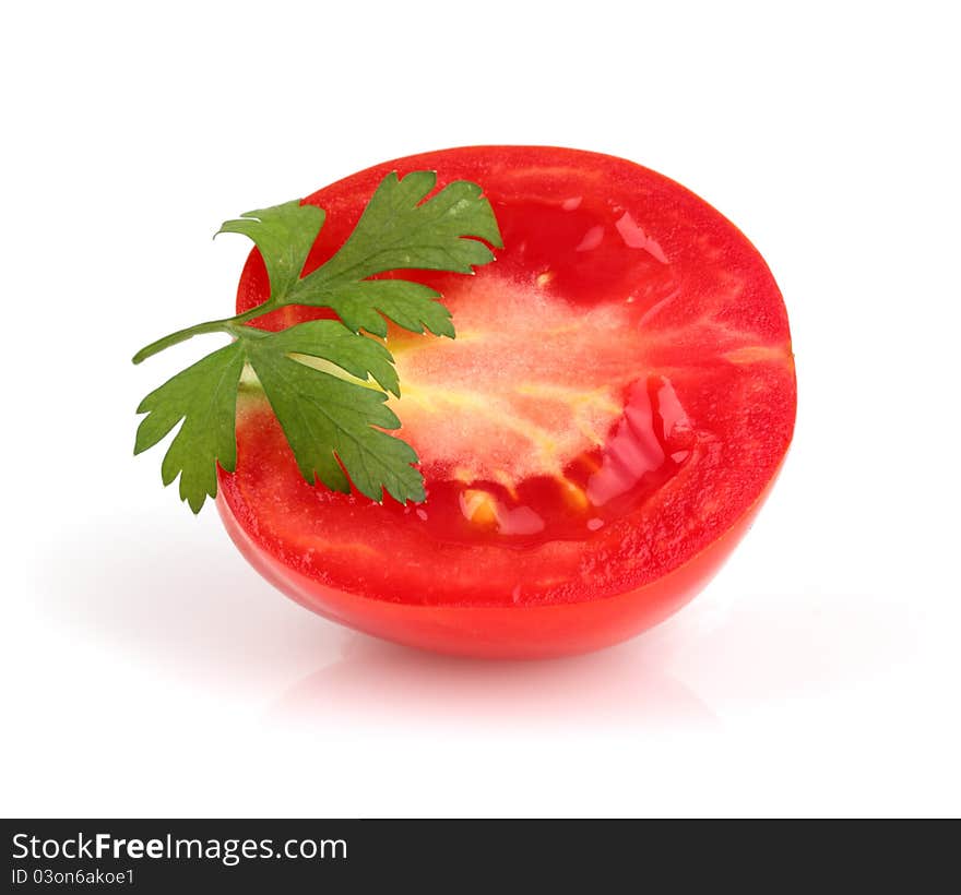 Red tomato vegetable on white background