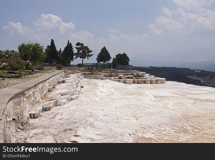 Pools made with calcium rich water in Pamukkale - Turkey.