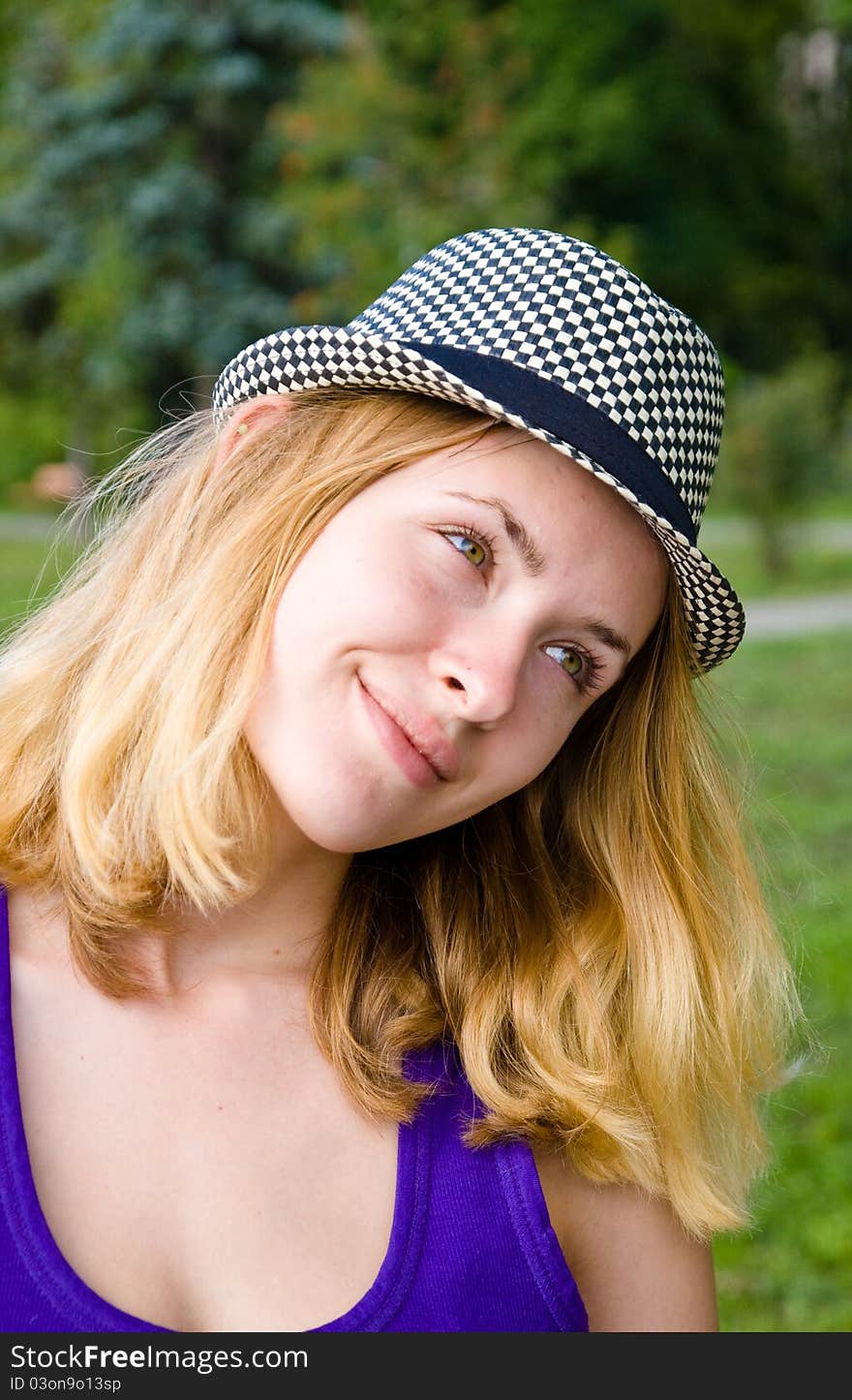 pretty blond girl in hat