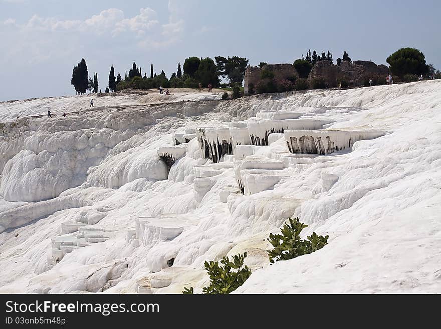 Pools made with calcium rich water in Pamukkale - Turkey.