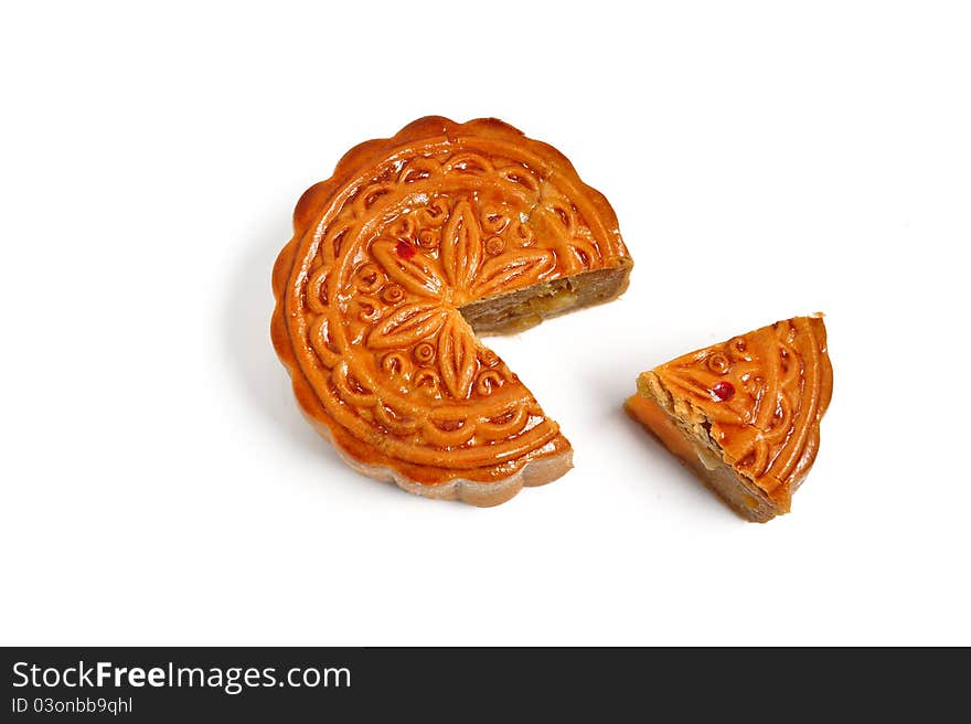 Chinese moon cake on white