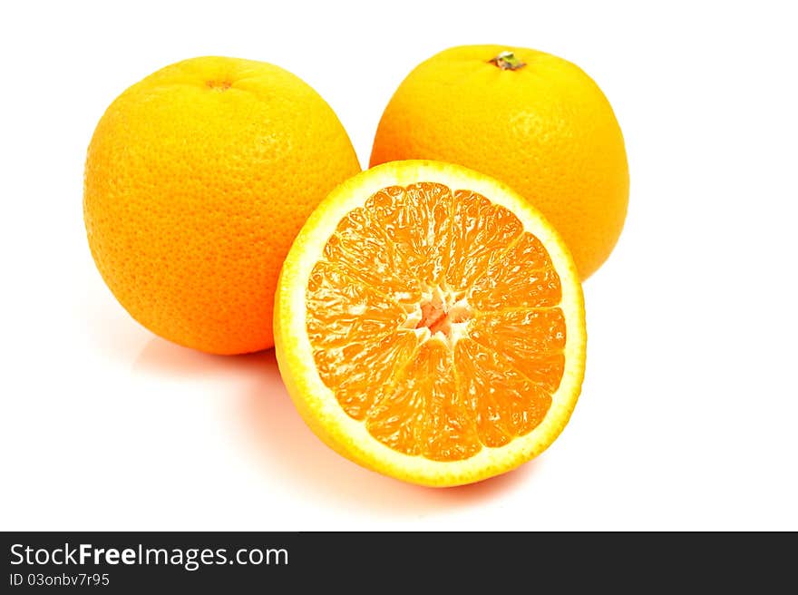 Orange fruit on white background